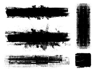 Grunge Paint Roller . Vector brush Stroke . Distressed banner . Black stripes isolated. paintbrush collection . Modern Textured shape . Dry border in Black . Bulge lines