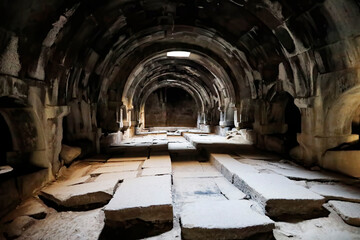 The historical Oberlian Selim caravanserai at the Selim Pass in Armenia