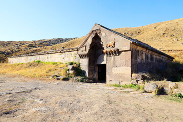 The historical Oberlian Selim caravanserai at the Selim Pass in Armenia