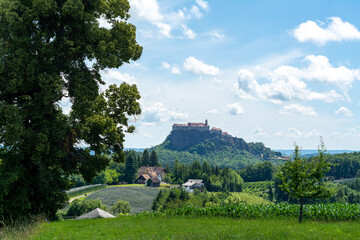 Fototapeta na wymiar View on the famous Riegersburg Castle in the Province Styria in Austria. This magnificent castle was never conquered and is today a national landmark and a museum