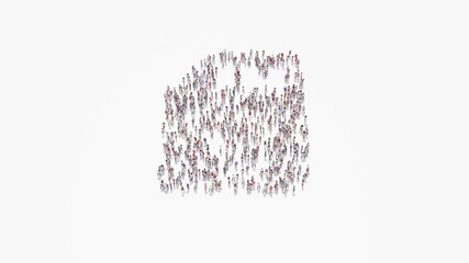 3d rendering of crowd of people in shape of symbol of technology  on white background isolated