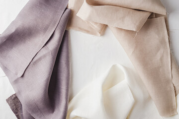 Linen fabric on white background