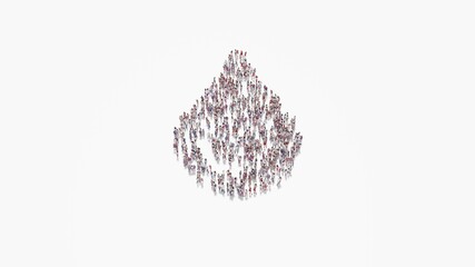 3d rendering of crowd of people in shape of symbol of tint on white background isolated