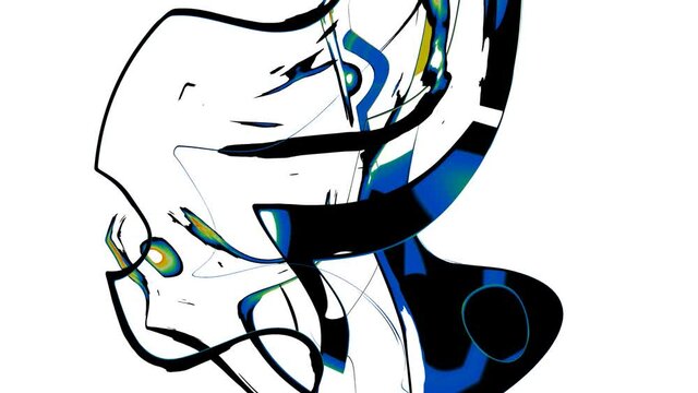 Slowly Current Abstraction. Current multi-colored lines on a white background, similar to smoke, slowly change. 