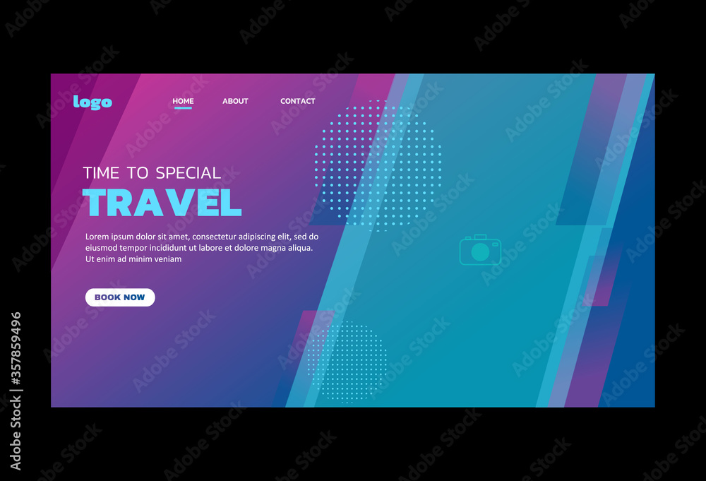 Poster website template travel design. modern vector illustration concept of web page design for website an