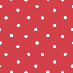 Seamless pattern with white peas on a red background. Vector illustration
