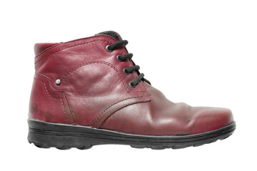 Red leather boot isolated