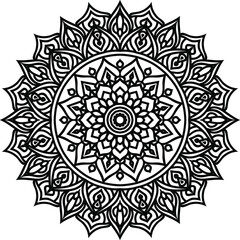 Vector mandala art or circular pattern for decoration elements, meditation poster, stress relief, henna, adult coloring book page, decoration card.
