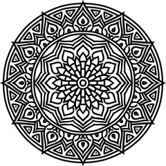 Vector mandala art or circular pattern for decoration elements, meditation poster, stress relief, henna, adult coloring book page, decoration card.
