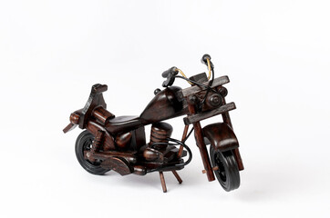 wooden motorcycle on a white background