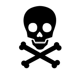 Skull and crossbones illustration on white background as warning symbol