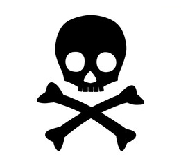 Skull and crossbones illustration on white background as warning symbol