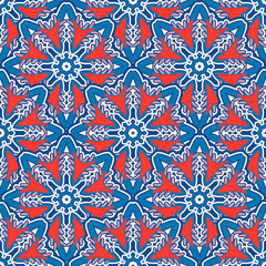 Seamless mandala pattern. Traditional indian round elements. Vector background for prints, wallpaper, textile. Stylized geometric flowers.