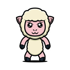 Sheep goat cute mascot design illustration vector template