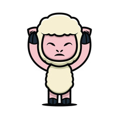 Sheep goat cute mascot design illustration vector template