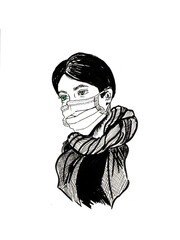 girl in a medical mask