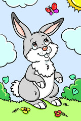 cute cartoon grey bunny 