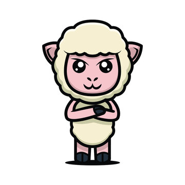 Sheep goat cute mascot design illustration vector template