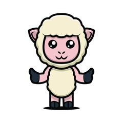 Obraz na płótnie Canvas Sheep goat cute mascot design illustration vector template