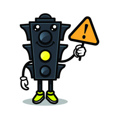 Traffic light cute mascot design illustration vector template