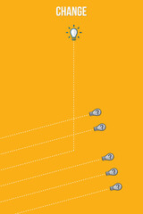 Fototapeta premium Think differently - Being different, taking risky, move for success in life -The graphic of light bulb also represents the concept of courage, enterprise, confidence, belief, fearless, daring. 