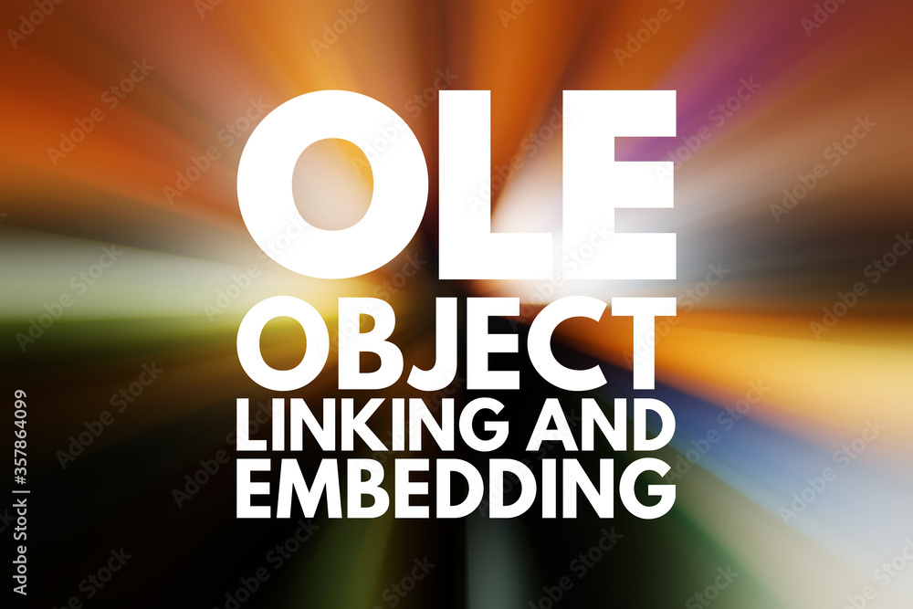 Poster ole - object linking and embedding acronym, technology concept background