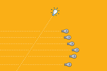 Fototapeta premium Think differently - Being different, taking risky, move for success in life -The graphic of light bulb also represents the concept of courage, enterprise, confidence, belief, fearless, daring. 