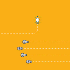 Obraz premium Think differently - Being different, taking risky, move for success in life -The graphic of light bulb also represents the concept of courage, enterprise, confidence, belief, fearless, daring. 