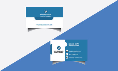 blue corporate business card design template.