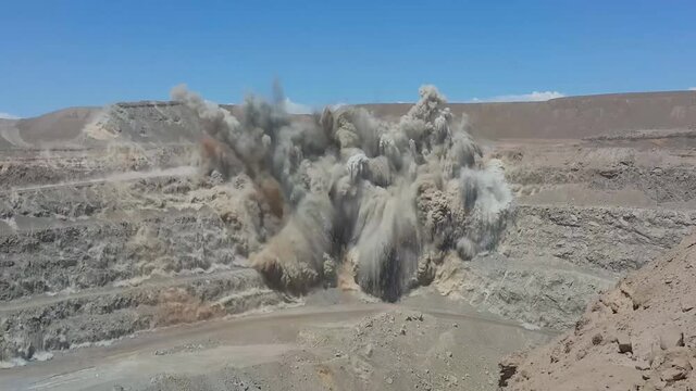 Copiapo, Region De Atacama, Chile. Powerful Blast In A Copper Mine In Northern Chile.