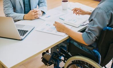 After car accident and rehabilitation, a businessman can return to work again.The company which...