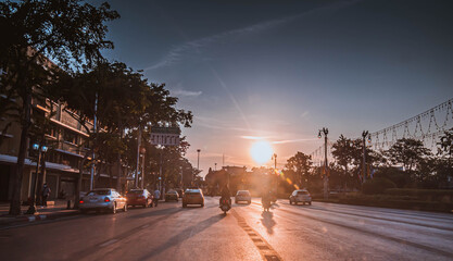 May 2020 Bangkok Thailand, Silence atmosphere in old town of Bangkok Thailand during lock down the city on Sunlight through the Pramane Ground old town Bangkok in evening time