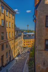 Fototapeta na wymiar Old houses in Stockholm. Sodermalm district. Sweden. Scandinavia.