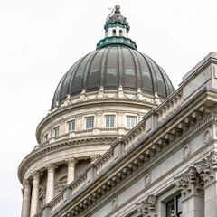 Fototapeta na wymiar Square Utah State Capital building exterior with classical architecture and dome
