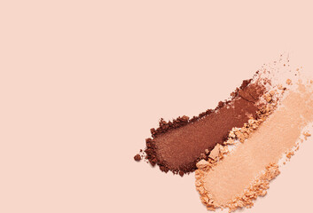 Eye shadow multi colored metallic textured beige background