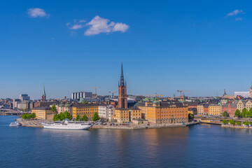 View of Stockholm from Sodermalm district. Panorama of the old town (Gamla Stan).