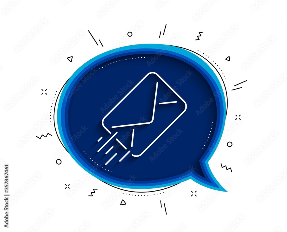 Poster mail delivery line icon. chat bubble with shadow. message correspondence sign. e-mail symbol. thin l