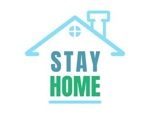 Stay at home text With the big house logo COVID 19 or coronavirus protection campaign.