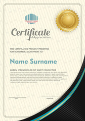 certificate template with circular angel and line ornament modern pattern,diploma.