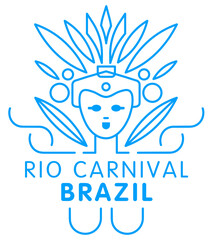 Rio carnival minimal linear vector illustration and typography design, Brazil