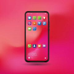 Elegant and modern smartphone with colorful icons and applications. Mobile phone isolated on background. 

Application and phone series.