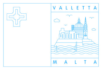 Valletta and Malta flag vector illustration and typography design, Malta 