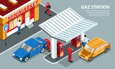 Gas Station Horizontal Illustration