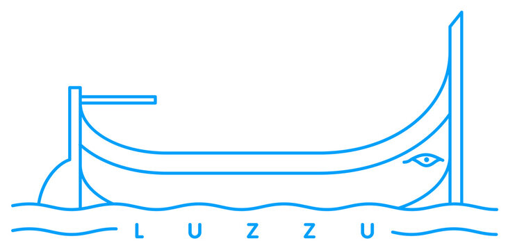Luzzu, traditional fisherman boat vector illustration and typography design, Malta