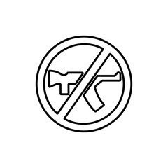 Stop gun violence icon illustration. No gun, ban weapons symbol. Gun prohibition sign.