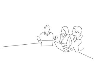 Teamwork line drawing, vector illustration design.