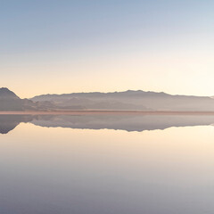 Fototapeta premium Square Sunrise and reflection Bonnievale Salt Flats, Utah