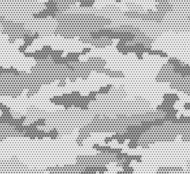 Urban camouflage seamless pattern. Hexagon (honeycomb) texture. Black and white color.