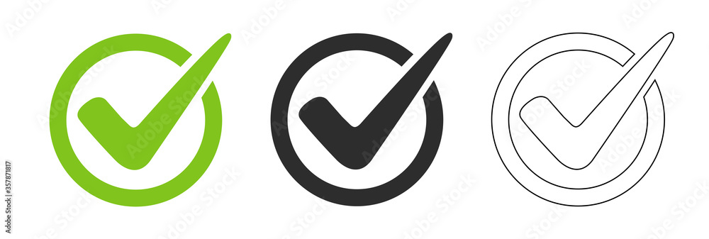 Poster check mark set vector icon