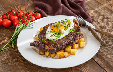 Beefsteak with fried egg